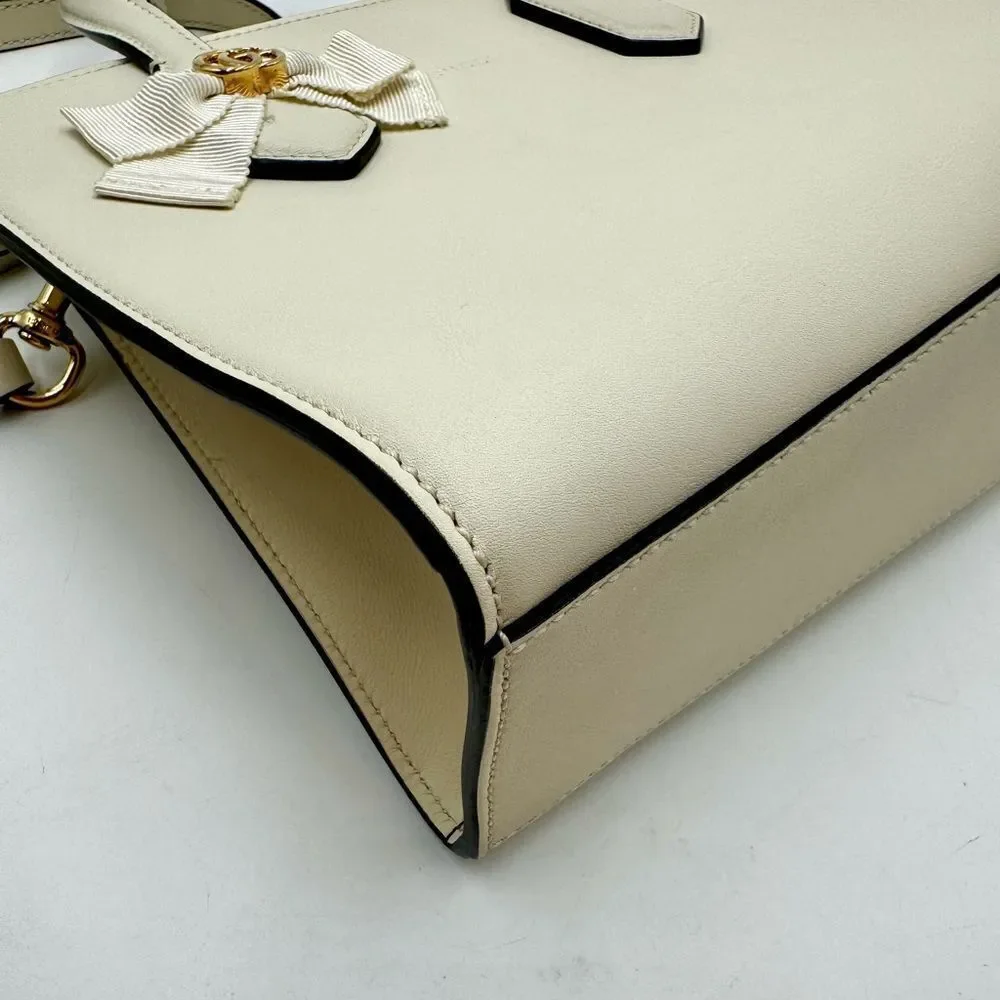 Auth Gucci Small Marmot Limited Edition Cream Leather 2way Tote Bag Preloved Ex+